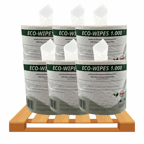 12 Karton ECO-WIPES 4×1.000 Blatt vorgetränkte Desinfektionstücher Zellstoff