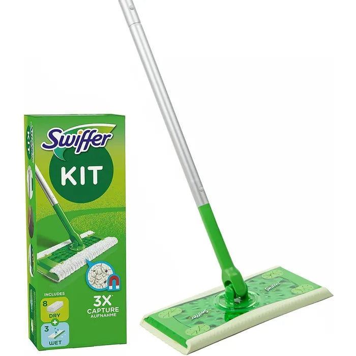 Swiffer Bodenstarter mit Stiel, Trocken- und Feuchttücher